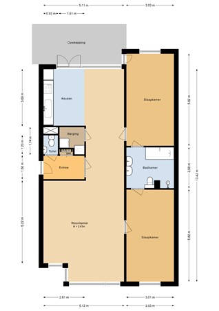 Floorplan - Hengeveldstraat 82, 3572 KJ Utrecht